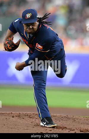 Il lanciatore di Houston Astros Framber Valdez (59) in cima al secondo inning durante la partita di MLB tra i Chicago Cubs e l'Astro di Houston Foto Stock