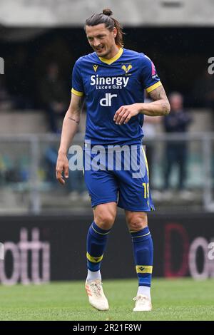 Verona, Italia. 14th maggio, 2023. Bentegodi Stadium, 14.05.23 Milano Djuric (19 Hellas Verona) durante la Serie Un incontro tra Hellas Verona e Torino FC allo Stadio Bentegodi di Verona, Italia Soccer (Cristiano Mazzi/SPP) Credit: SPP Sport Press Photo. /Alamy Live News Foto Stock