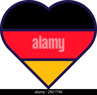 La Germania atterra la bandiera nazionale nel vettore di forma del cuore. nazione della Repubblica Federale, simbolo ufficiale e patriota in forma d'amore. Territorio della Germania tra Illustrazione Vettoriale