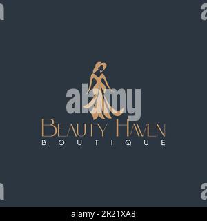 Beauty Haven Boutique e design di logo moda in modello vettoriale concetto di design Illustrazione Vettoriale