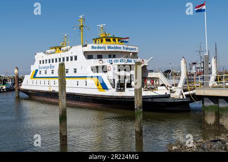 Rederij Wadden trasporto traghetto Banca Terschellinger nel porto di Harlingen, Paesi Bassi Foto Stock