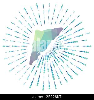 Forma di Salt Cay, Isole Turks, sunburst poligonale. Mappa dell'isola con coloratissime razze. Salt Cay, Isole Turks illustrazione in digitale, tecnologia Illustrazione Vettoriale