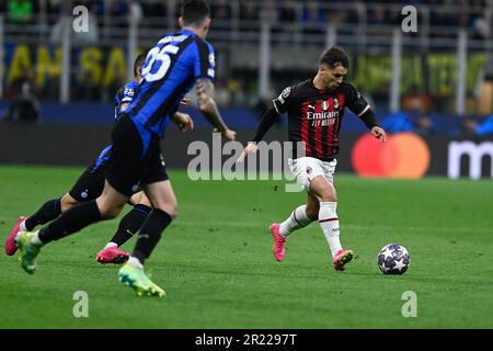 Milano, Italia, 16th maggio 2023, Brahim Diaz di AC Milan durante la semifinale di UEFA Champions League tra l'Inter FC Internazionale e l'AC Milan, il 16th maggio 2023, allo stadio Giuseppe Meazza di San Siro Siro a Milano. Foto Tiziano Ballabio Foto Stock
