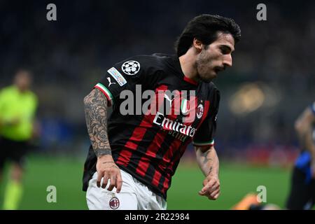 Milano, Italia, 16th maggio 2023, Sandro tonali dell'AC Milan durante la semifinale di UEFA Champions League tra l'Inter FC Internazionale e l'AC Milan, il 16th maggio 2023, allo stadio Giuseppe Meazza di San Siro Siro a Milano. Foto Tiziano Ballabio Foto Stock