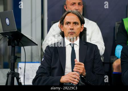Milano, Italia. 16th maggio, 2023. Milano, 16th 2023 maggio: Allenatore di testa Simone Inzaghi (Inter) durante la Semifinale di UEFA Champions League tra Inter e Milano allo Stadio San Siro di Milano. (Daniela Porcelli/SPP) Credit: SPP Sport Press Photo. /Alamy Live News Foto Stock