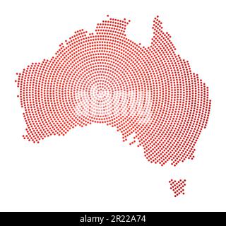 Mappa punteggiata dell'Australia. Modello digitale dell'Australia. Icona tecnica del paese con punti sfumati. Illustrazione vettoriale moderna. Illustrazione Vettoriale