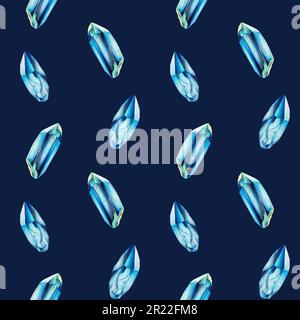 Cornice acquerello con cristalli di ghiaccio. Dipingere a mano la clipart invernale su uno sfondo isolato. Per designer, decorazione, cartoline, carta da imballaggio, scra Foto Stock