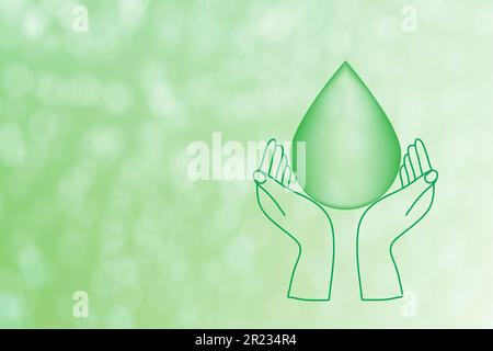 tenere a mano acqua goccia terra giorno o internazionale acqua giorno concetto a salvare il globo Foto Stock