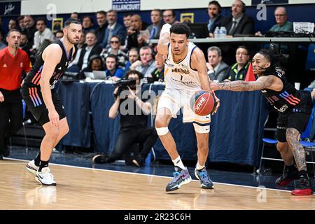 Levallois Perret, Francia. 16th maggio, 2023. Victor Wembanyama durante il campionato francese, Betclic elite partita di basket tra Parigi e Metropoliti 92 (Mets o Boulogne-Levallois) il 16 maggio 2023 a Levallois, Francia. Foto di Victor Joly/ABACAPRESS.COM Credit: Abaca Press/Alamy Live News Foto Stock