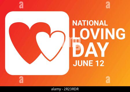 Illustrazione vettore del giorno d'amore nazionale. Giugno 12. Concetto di vacanza. Modello per sfondo, banner, biglietto, poster con iscrizione di testo. Illustrazione Vettoriale
