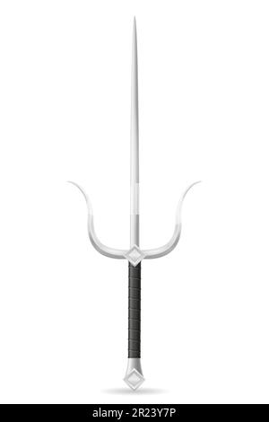 sai dagger ninja arma guerriero giapponese assassin illustrazione vettoriale isolato su sfondo bianco Illustrazione Vettoriale