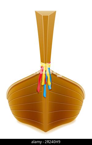 tradizionale imbarcazione tailandese in legno raffigurazione vettoriale isolato su sfondo bianco Foto Stock
