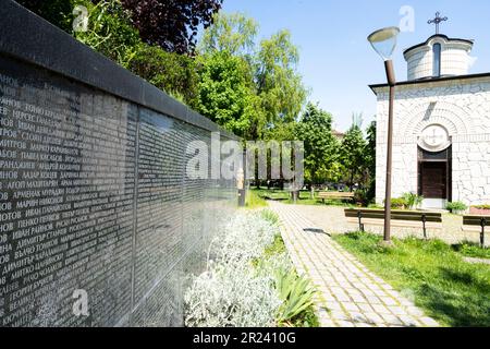 Sofia, Bulgaria. Maggio 2023. Vista panoramica Tempio dei Martiri Bulgari nel centro della città Foto Stock