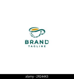 Design minimalista con logo Cup of Coffee. Immagine minimalista di una bella tazza di caffè o tazza di tè Logo Design. Illustrazione Vettoriale