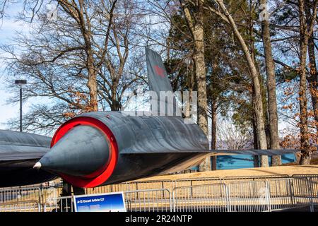 Huntsville USA 10 febbraio 2023: Il Lockheed A-12 negli Stati Uniti Space Rocket Center. Si tratta di un velivolo da ricognizione Mach 3+ ad alta quota costruito per l'unità Foto Stock