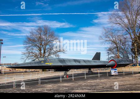 Huntsville USA 10 febbraio 2023: Il Lockheed A-12 negli Stati Uniti Space Rocket Center. Si tratta di un velivolo da ricognizione Mach 3+ ad alta quota costruito per l'unità Foto Stock