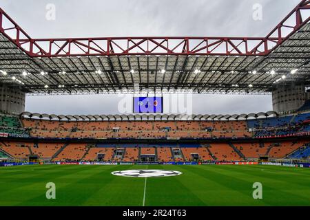 Milano, Italia. 16th maggio, 2023. Giuseppe Meazza/San Siro è pronto per la partita della UEFA Champions League tra l'Inter e l'AC Milan a Milano. (Photo Credit: Gonzales Photo/Alamy Live News Foto Stock