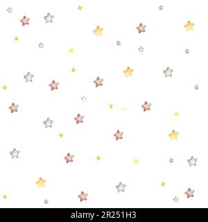 Acquerello stelle dipinte a mano senza cuciture. Illustrazione isolata su sfondo bianco. Design per tessuti, baby doccia party, compleanno, torta, olid Foto Stock