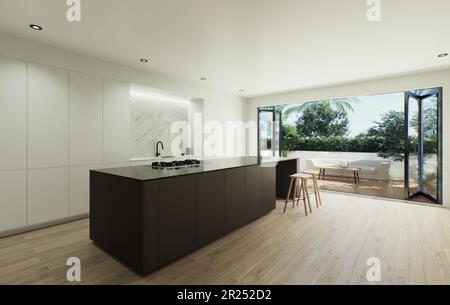 la visualizzazione 3d degli interni è realizzata in uno stile minimalista. Foto Stock