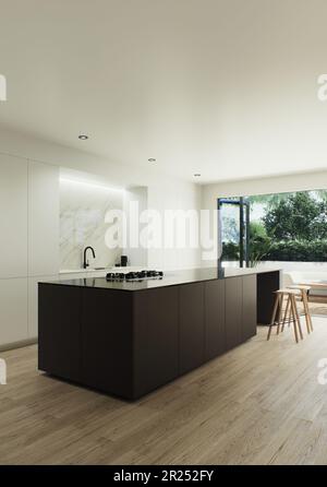 la visualizzazione 3d degli interni è realizzata in uno stile minimalista. Foto Stock