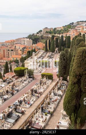 Monaco, Monaco Aprile 22nd 2023:- il cimitero di Monaco, Cimetière de Monaco nel reparto Jardin Exotique Foto Stock