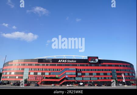 Una vista generale fuori dallo stadio AFAS durante una conferenza stampa presso lo stadio AFAS di Alkmaar. Data immagine: Mercoledì 17 maggio 2023. Foto Stock