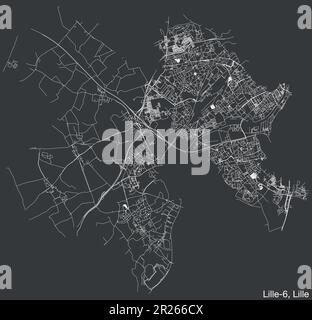 Mappa delle strade del CANTONE LILLE-6, LILLE Illustrazione Vettoriale