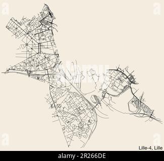 Mappa delle strade del CANTONE LILLE-4, LILLE Illustrazione Vettoriale