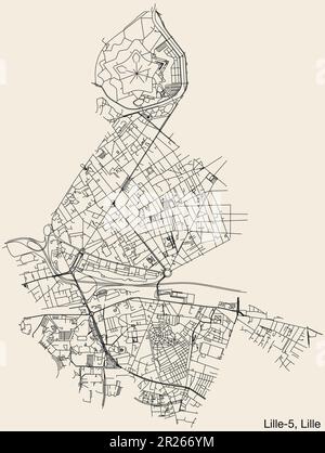 Mappa delle strade del CANTONE LILLE-5, LILLE Illustrazione Vettoriale