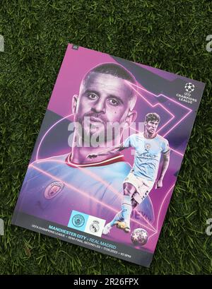 Etihad Stadium, Manchester, Regno Unito. 17th maggio, 2023. Champions League Football, Semifinale seconda tappa, Manchester City contro Real Madrid; il programma della partita Credit: Action Plus Sports/Alamy Live News Foto Stock