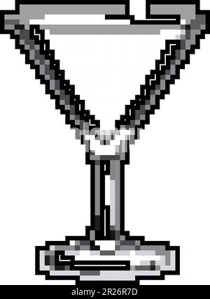 martini cocktail occhiali gioco pixel art vettoriale illustrazione Illustrazione Vettoriale