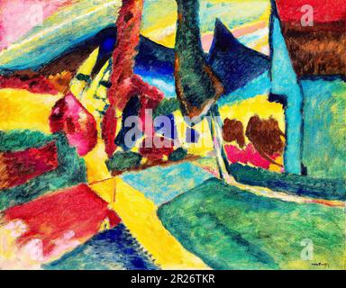 Paesaggio con due dipinti ad alta risoluzione di Wassily Kandinsky. Originale dell'Art Institute di Chicago. Foto Stock