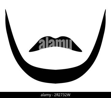 Moustache naturale e tendina Chin stile uomini barba illustrazione baffi viso capelli. Vector nero maschio Fashion modello piatto collezione barbiere. Elegante contorno isolato su sfondo bianco. Illustrazione Vettoriale