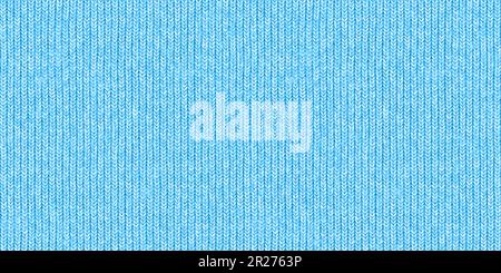 Texture di fondo in tessuto di lana chunky blu chiaro e realistico senza cuciture. Maglia tema nautico maglione, sciarpa o intimo modello di calze invernali. B Foto Stock