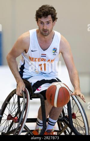 Ottawa, Canada. 17 maggio 2023. C11 in azione di pallacanestro maschile in sedia a rotelle nella squadra di sviluppo canadese contro la nazionale olandese nel torneo Invitational di Ottawa alla Carleton University. Copyright 2023 Sean Burges / Mundo Sport Images / Alamo Live News. Foto Stock