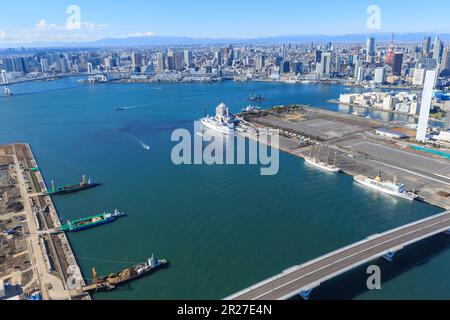 Shijomae, Harumi Wharf e Monte Fuji dall'alto di Koto Ward Foto Stock