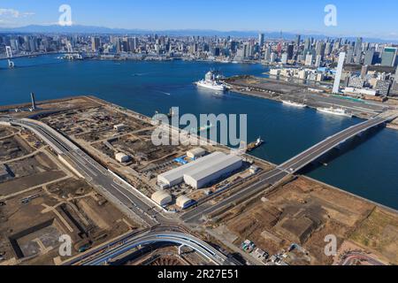 Shijomae, Harumi Wharf e Monte Fuji dall'alto di Koto Ward Foto Stock