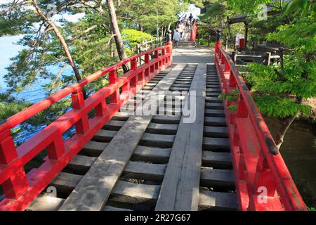 Matsushima - uno dei tre punti più panoramici in Giappone - il ponte Godaido Foto Stock