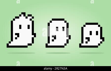 8 bit pixel fantasma. Carino fantasma volante in illustrazione vettoriale Illustrazione Vettoriale