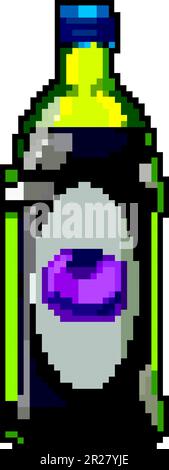 illustrazione vettoriale pixel art gioco bottiglia di succo di vetro Illustrazione Vettoriale