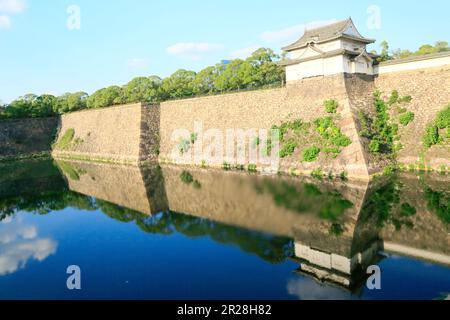 Fossato occidentale del castello di Osaka Foto Stock