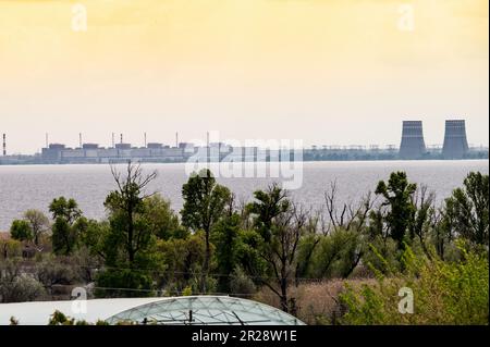 Enerhodar, Ucraina. 14th maggio, 2023. Centrale nucleare di Zaporizhzhia con sede a Enerhodar, Zaporizhzhia Oblast, Ucraina. (Foto di Michael Brochstein/Sipa USA) Credit: Sipa USA/Alamy Live News Foto Stock