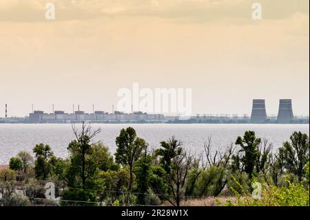 Enerhodar, Ucraina. 14th maggio, 2023. Centrale nucleare di Zaporizhzhia con sede a Enerhodar, Zaporizhzhia Oblast, Ucraina. (Foto di Michael Brochstein/Sipa USA) Credit: Sipa USA/Alamy Live News Foto Stock