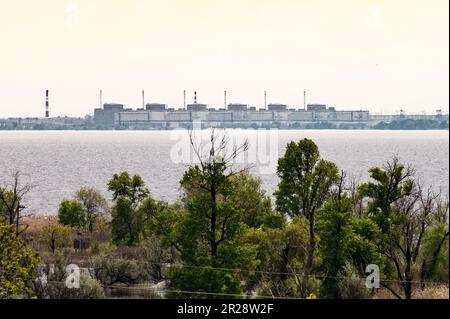 Enerhodar, Ucraina. 14th maggio, 2023. Centrale nucleare di Zaporizhzhia con sede a Enerhodar, Zaporizhzhia Oblast, Ucraina. (Foto di Michael Brochstein/Sipa USA) Credit: Sipa USA/Alamy Live News Foto Stock