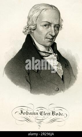 Europa, Deutschland, Amburgo, Johann Elert Bode, deutscher Astronom , Kupferstich, wahrscheinlich aus einem Buch, um 1840er Jahre . / Europe, Deutschland, Amburgo, Johann Elert Bode, astronomo tedesco, incisione su copperplate, probabilmente da un libro , intorno al 1840 . Foto Stock