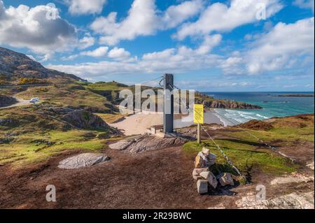 Zip wire a Rispond Beach sulla NC500 vicino Durness in Sutherland Foto Stock