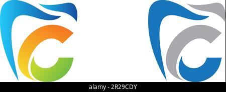 Creativo c lettera cura dentale logo vettore di disegno Illustrazione Vettoriale