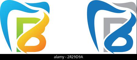 Design del logo per la cura dentale con immagine vettoriale b letter Illustrazione Vettoriale