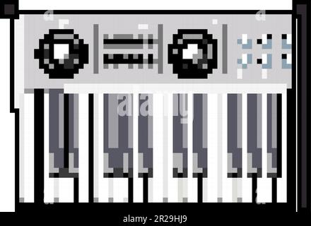 sintetizzatore di pulsanti audio gioco pixel arte illustrazione vettoriale Illustrazione Vettoriale