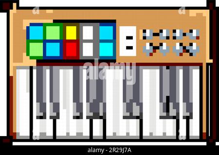 tecnologia sintetizzatore audio gioco pixel art illustrazione vettoriale Illustrazione Vettoriale